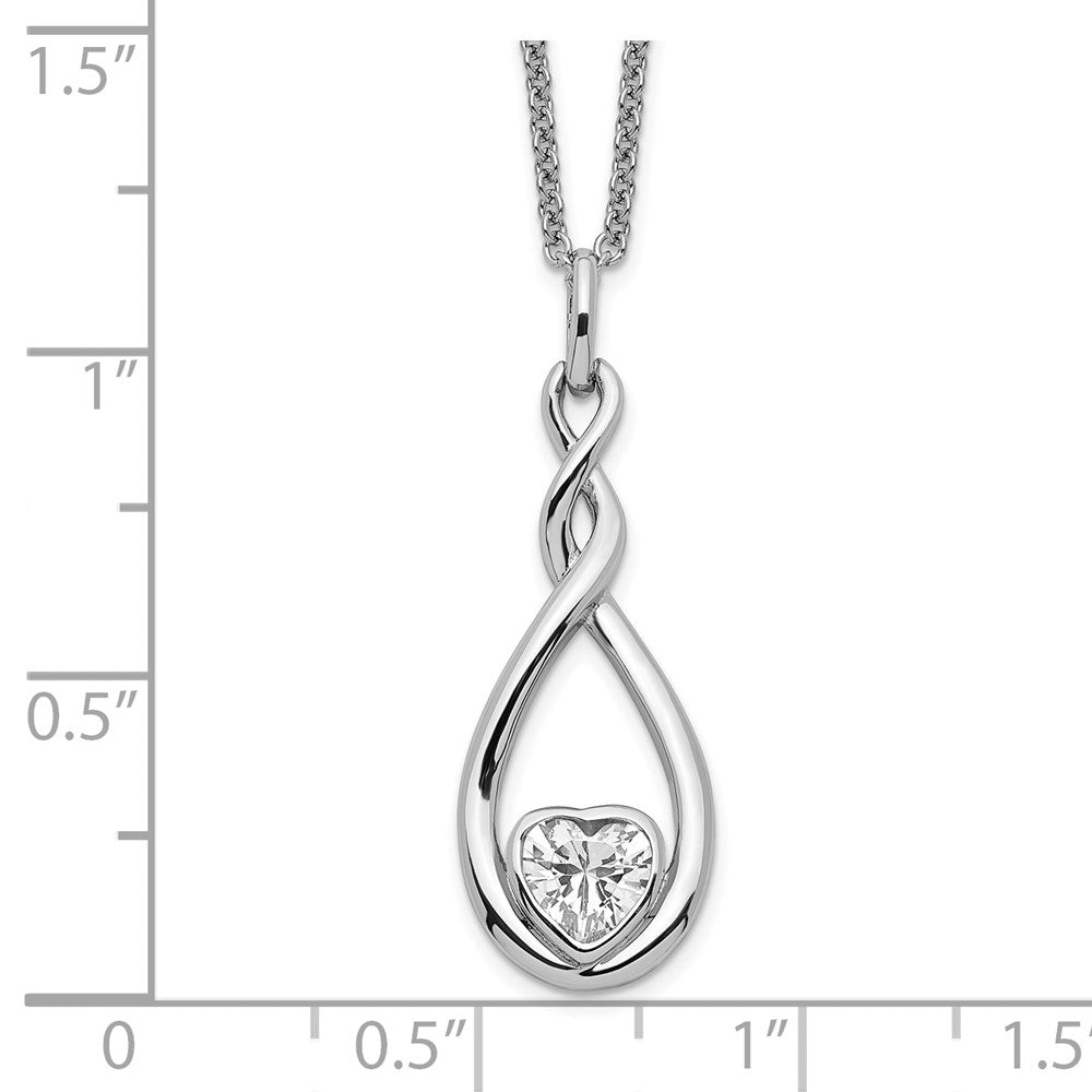 SE Sterling Silver Rhodium-plated CZ Love You Forever 18in. Necklace