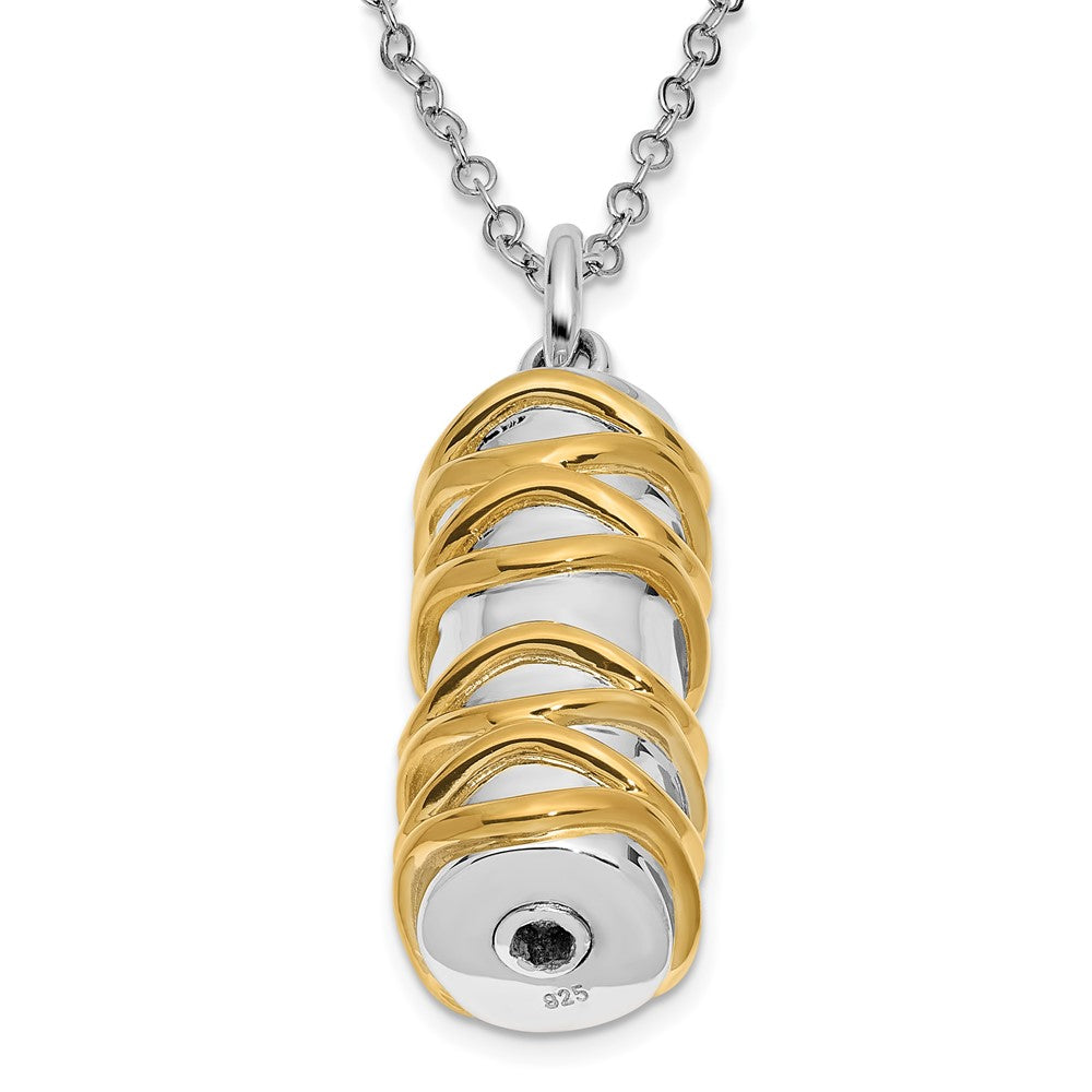 SE Sterling Silver Rhodium-plated Cylinder Gold-tone Accent Ash Holder 18 Inch Necklace