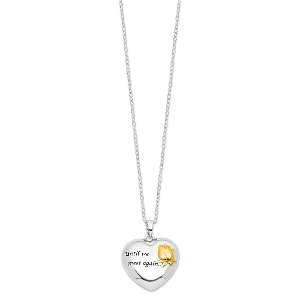 SE Sterling Silver Rhodium-plated Antiqued Gold-tone Accent Until We Meet Again Heart Ash Holder 18 Inch Necklace