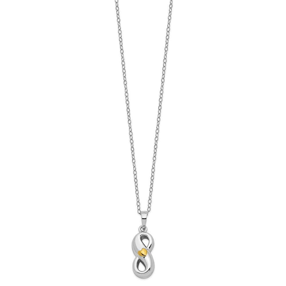 SE Sterling Silver Rhodium-plated Gold-tone Heart Accent Infinite Love Ash Holder 18 Inch Necklace
