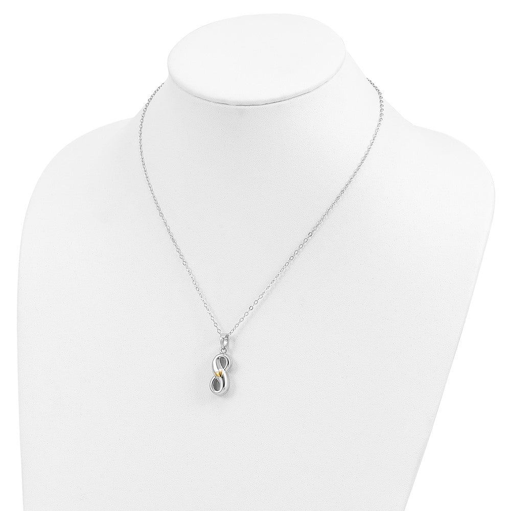 SE Sterling Silver Rhodium-plated Gold-tone Heart Accent Infinite Love Ash Holder 18 Inch Necklace