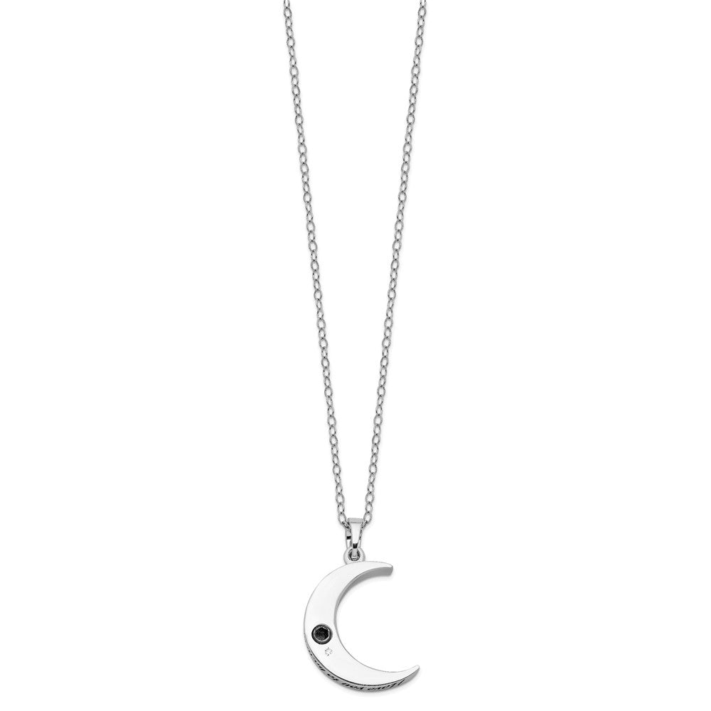 SE Sterling Silver Rhodium-plated Antiqued Quarter Moon Ash Holder 18 Inch Necklace