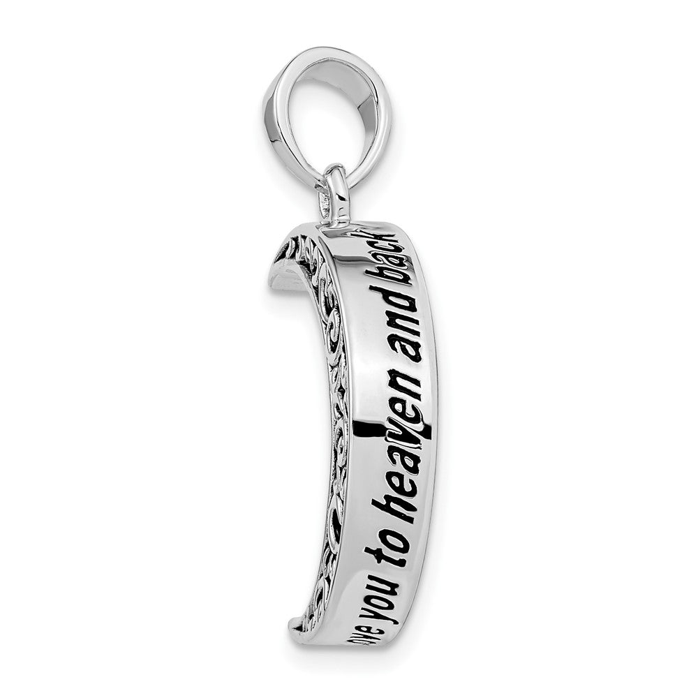 SE Sterling Silver Rhodium-plated Antiqued Quarter Moon Ash Holder 18 Inch Necklace