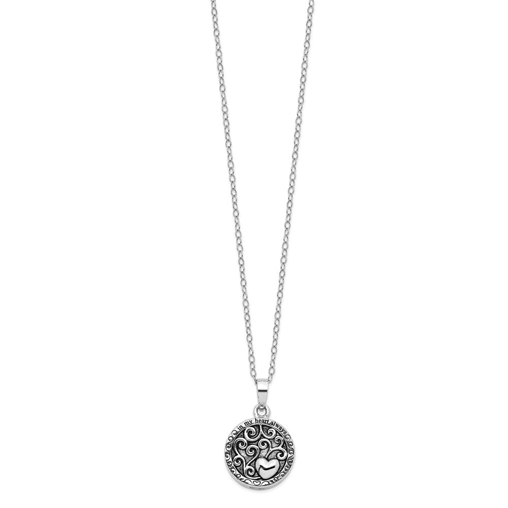 SE Sterling Silver Antiqued In My Hear t Ash Holder 18 Inch Necklace