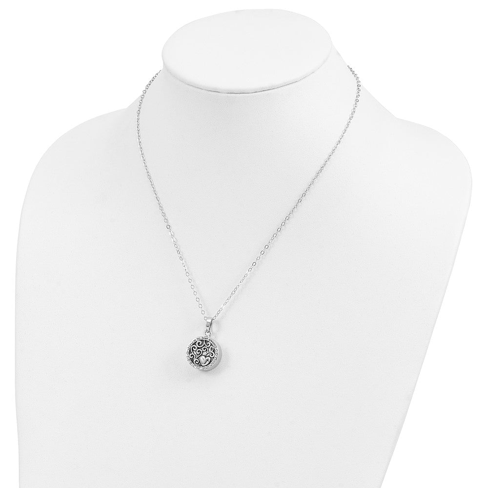 SE Sterling Silver Antiqued In My Hear t Ash Holder 18 Inch Necklace