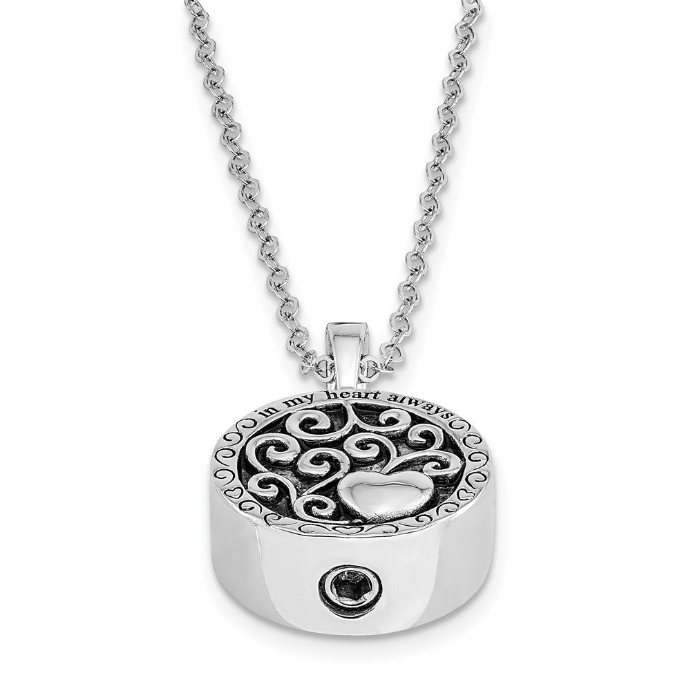 SE Sterling Silver Antiqued In My Hear t Ash Holder 18 Inch Necklace
