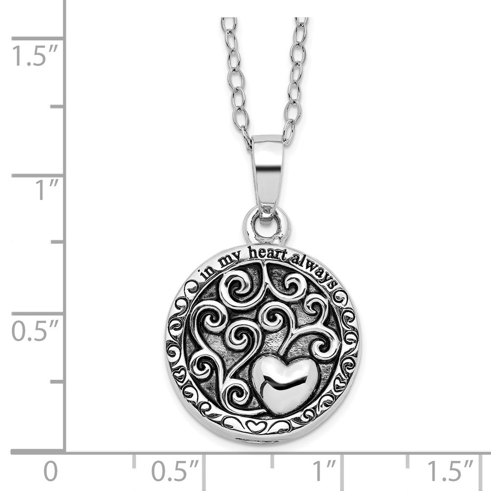 SE Sterling Silver Antiqued In My Hear t Ash Holder 18 Inch Necklace