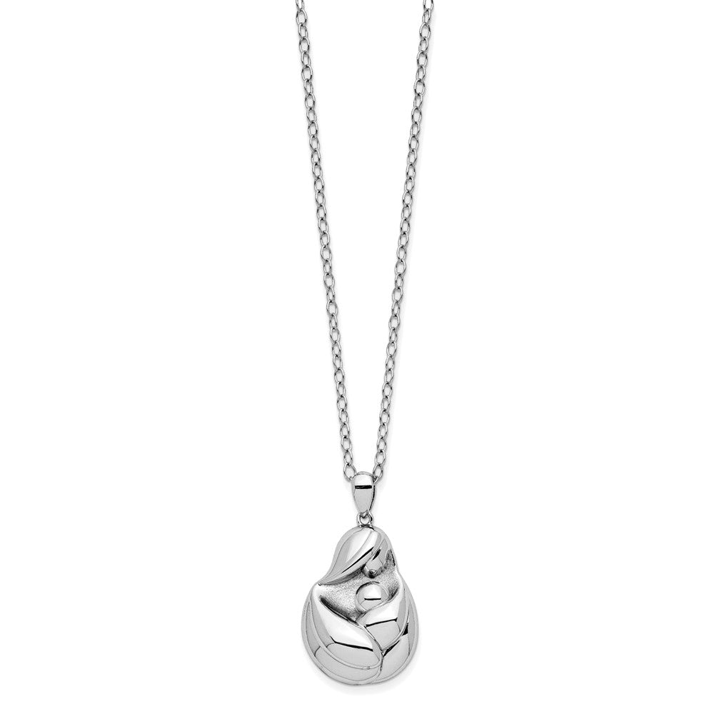 SE Sterling Silver Rhodium-plated Mine To Keep Mom and Baby 18in Necklace