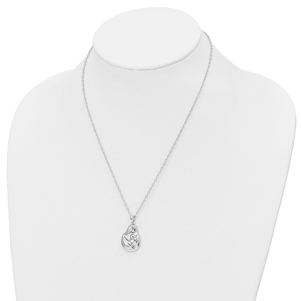 SE Sterling Silver Rhodium-plated Mine To Keep Mom and Baby 18in Necklace