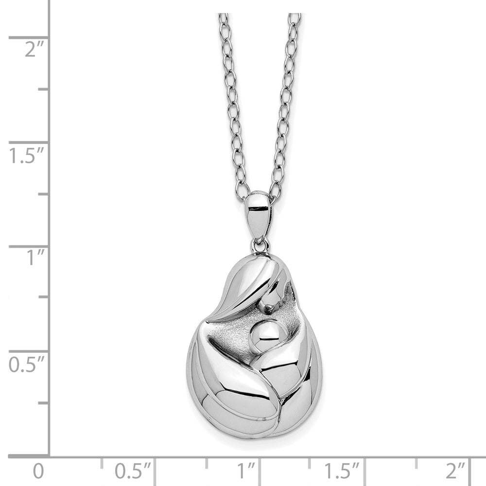 SE Sterling Silver Rhodium-plated Mine To Keep Mom and Baby 18in Necklace