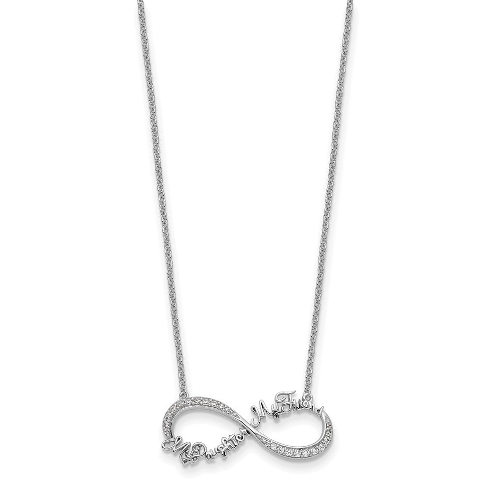 SE Sterling Silver Rhodium-plated CZ My Daughter My Friend 18in Necklace