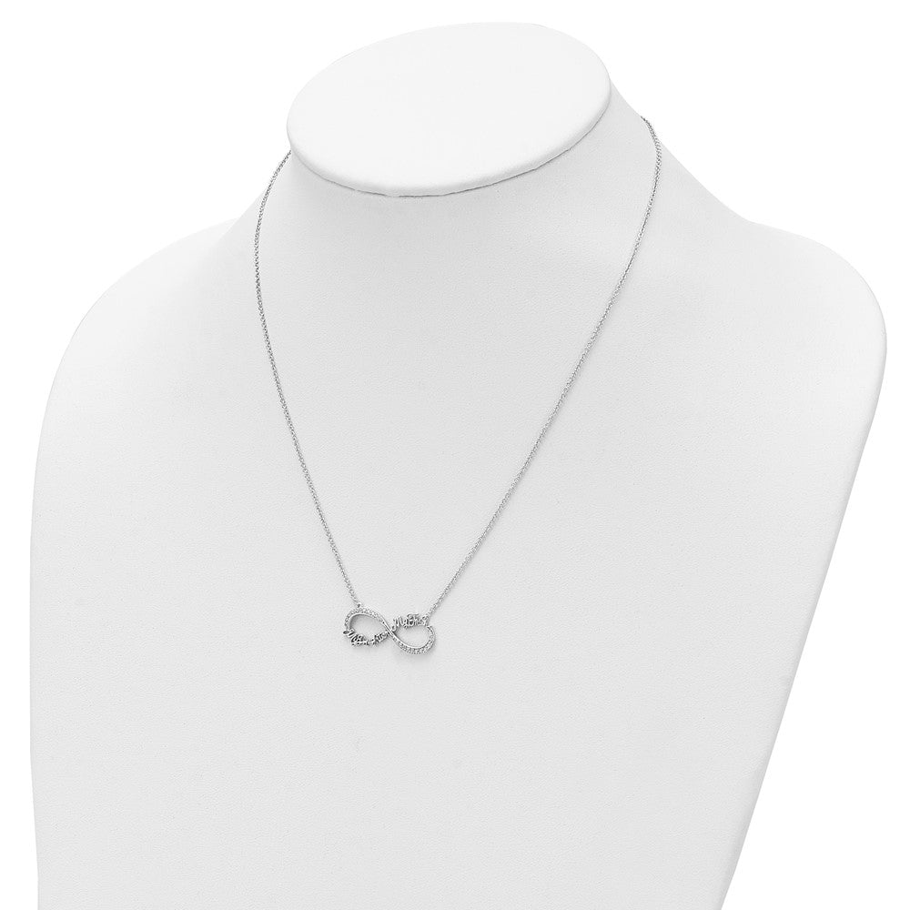 SE Sterling Silver Rhodium-plated CZ My Daughter My Friend 18in Necklace