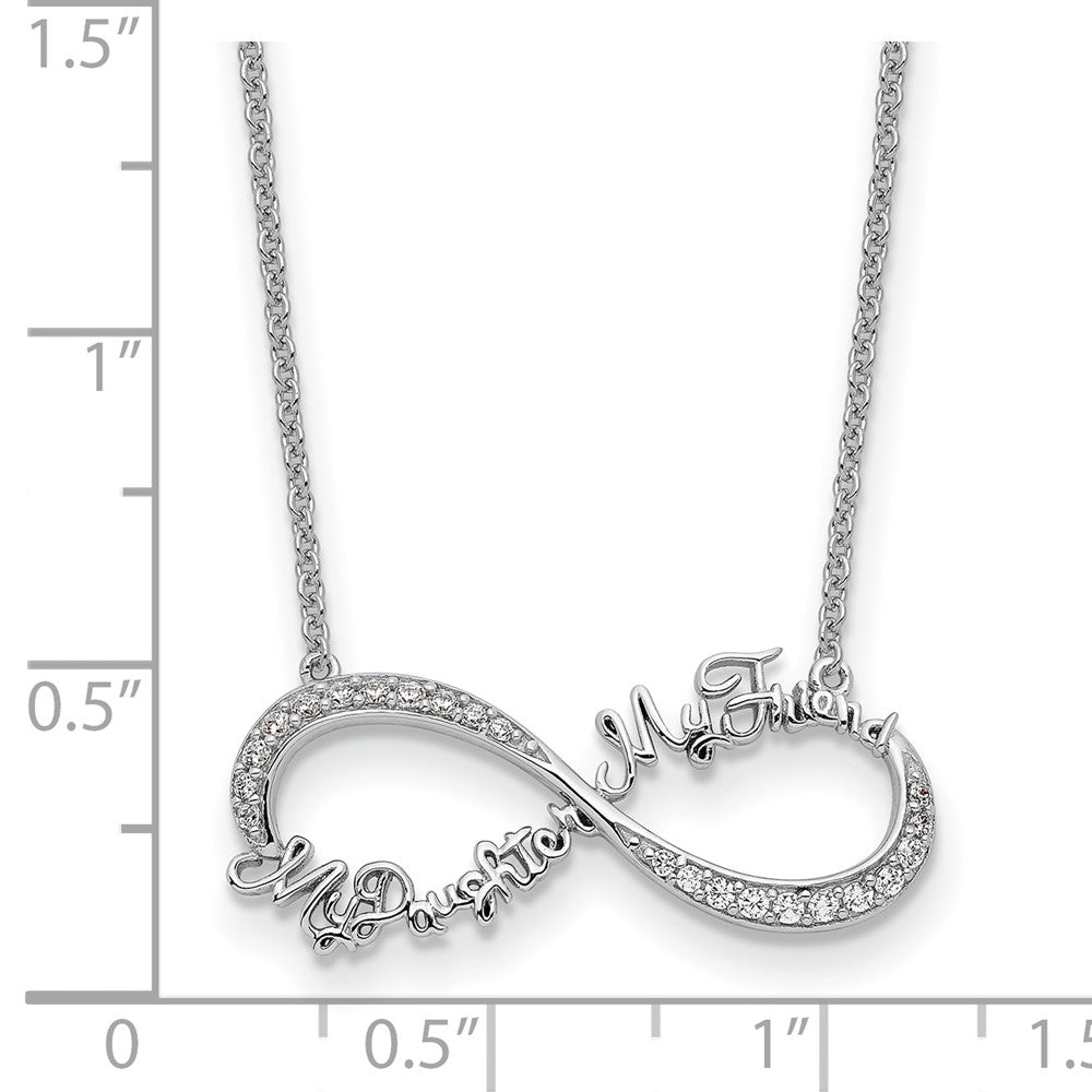 SE Sterling Silver Rhodium-plated CZ My Daughter My Friend 18in Necklace