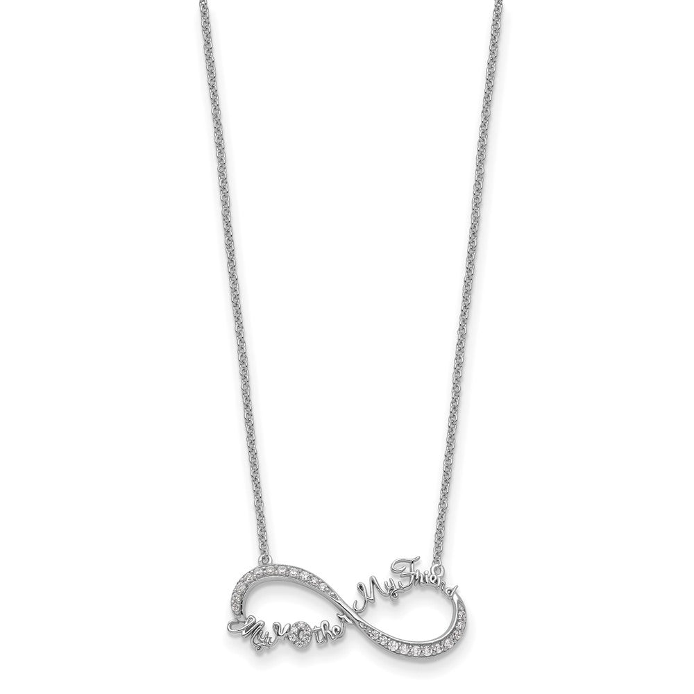 SE Sterling Silver Rhodium-plated CZ My Mother My Friend 18in Necklace