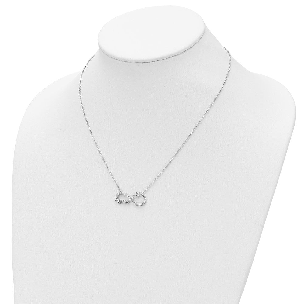 SE Sterling Silver Rhodium-plated CZ My Mother My Friend 18in Necklace
