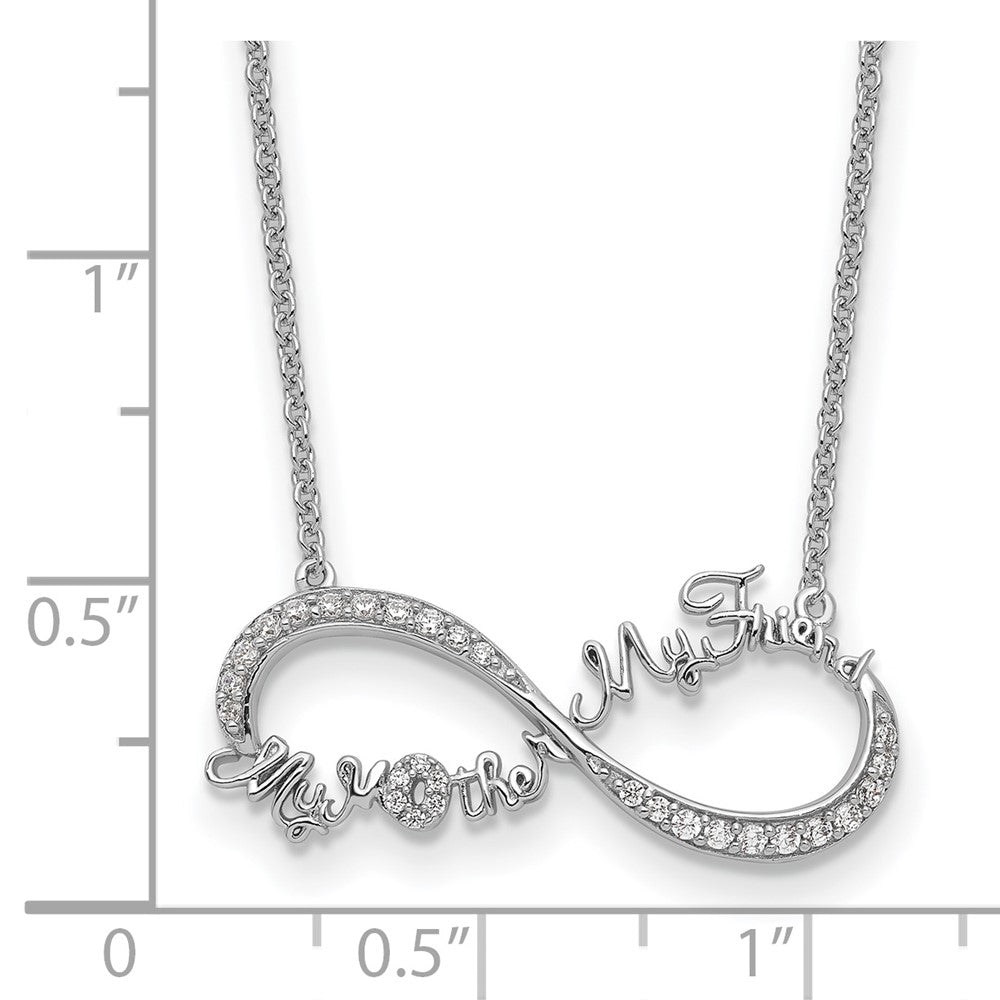 SE Sterling Silver Rhodium-plated CZ My Mother My Friend 18in Necklace