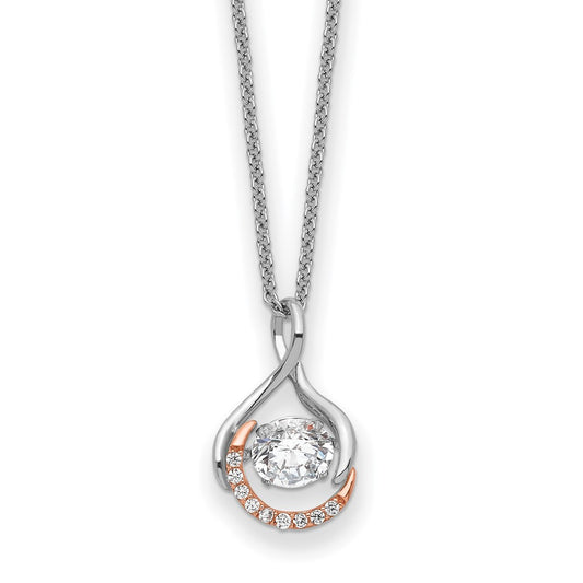 Sentimental Expressions Sterling Silver Rose-tone SS and Rose-Tone Vibrant CZ Warm Embrace 18in Necklace
