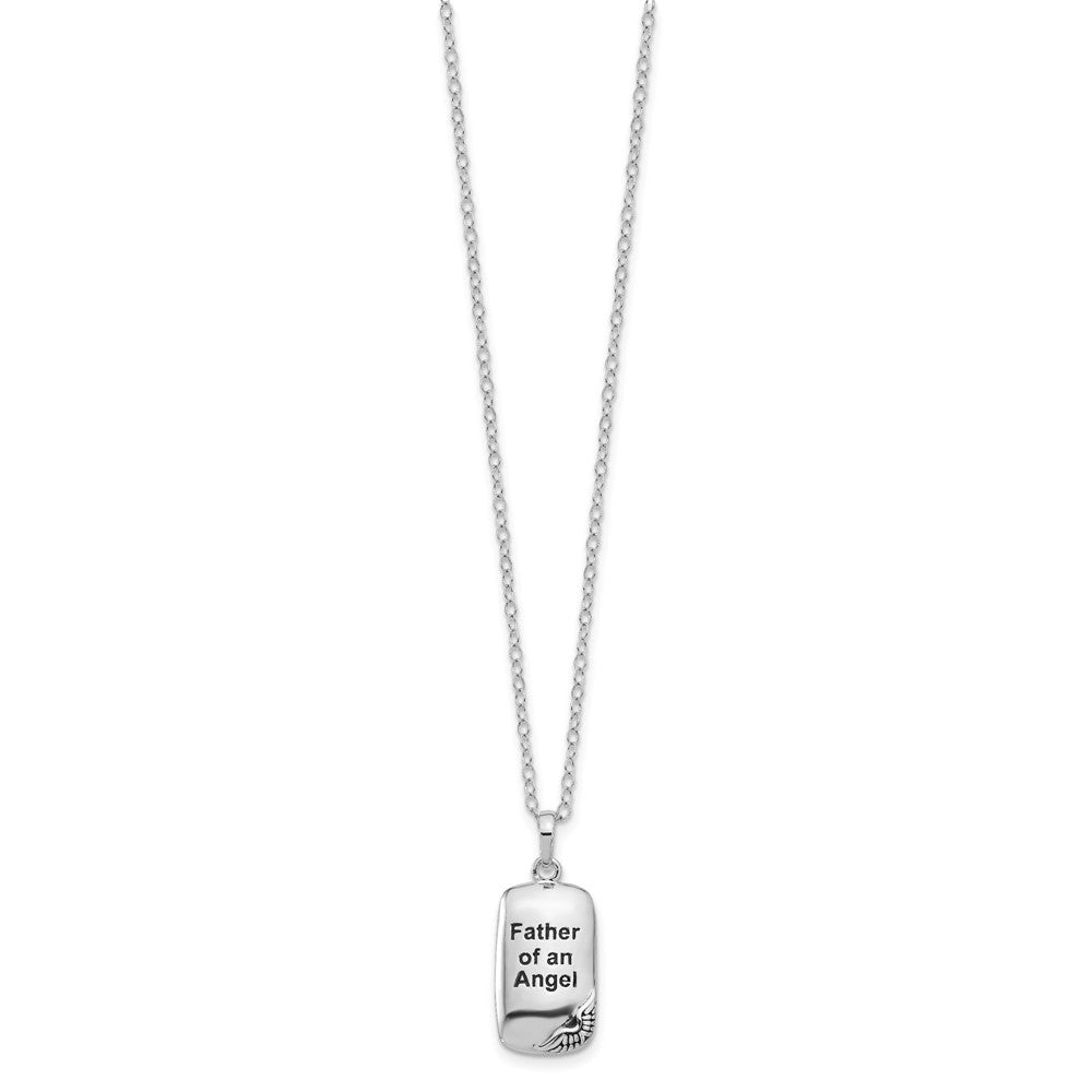 SE Sterling Silver Rhodium-plated Antiqued Father of an Angel Ash Holder 18 Inch Necklace