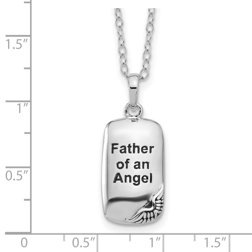 SE Sterling Silver Rhodium-plated Antiqued Father of an Angel Ash Holder 18 Inch Necklace