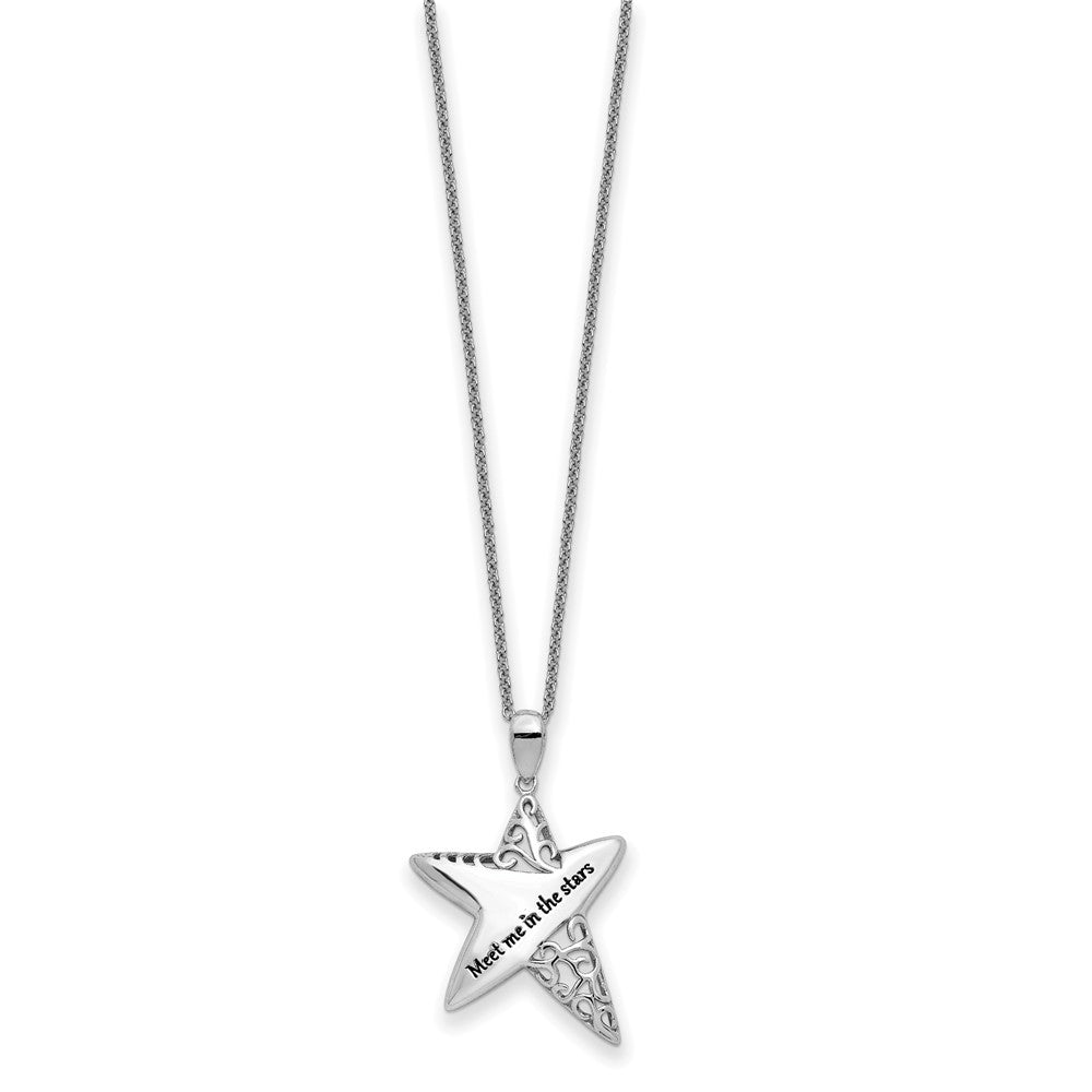 SE Sterling Silver Rhodium-plated Antiqued Meet Me in the Stars 18 Inch Necklace