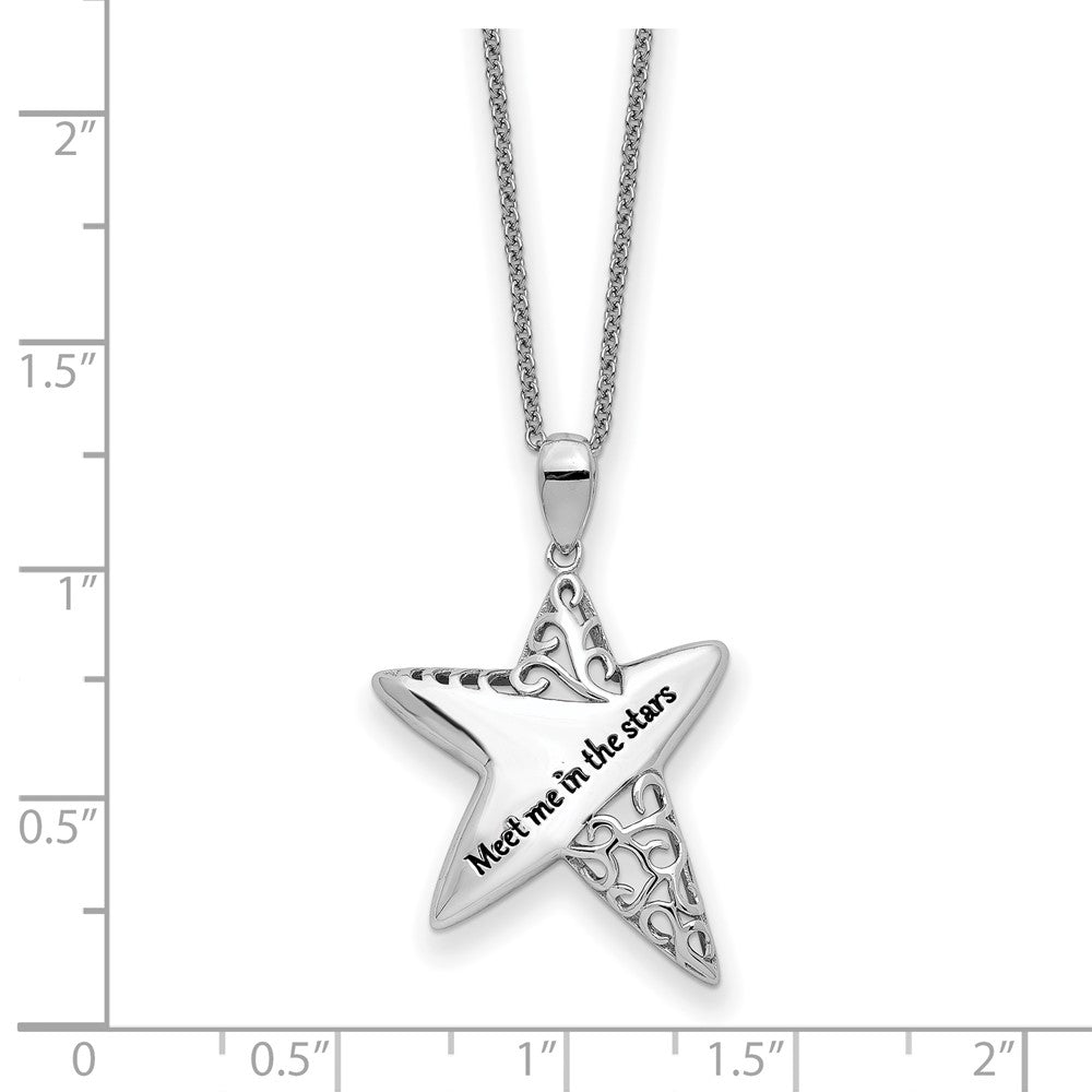 SE Sterling Silver Rhodium-plated Antiqued Meet Me in the Stars 18 Inch Necklace