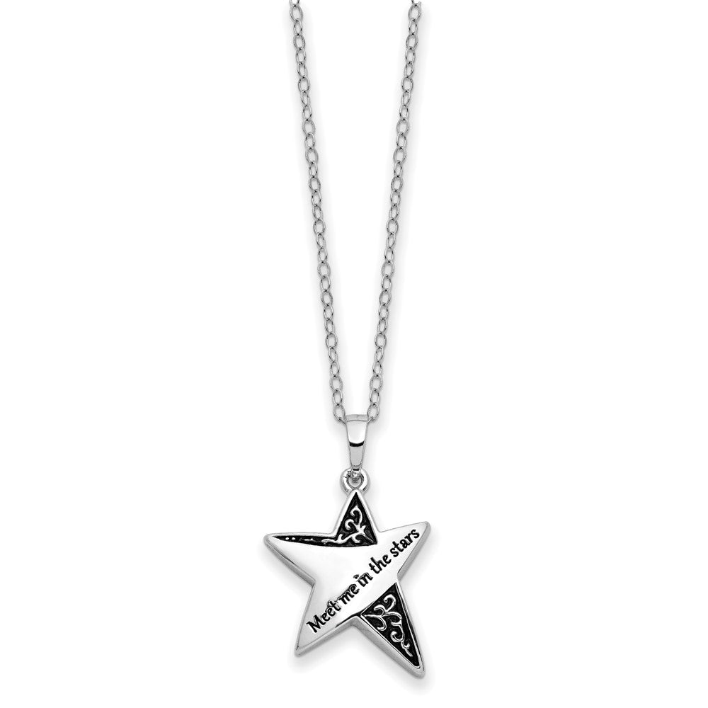 SE Sterling Silver Rhodium-plated Antiqued Meet Me In The Stars 18 Inch Ash Holder Necklace