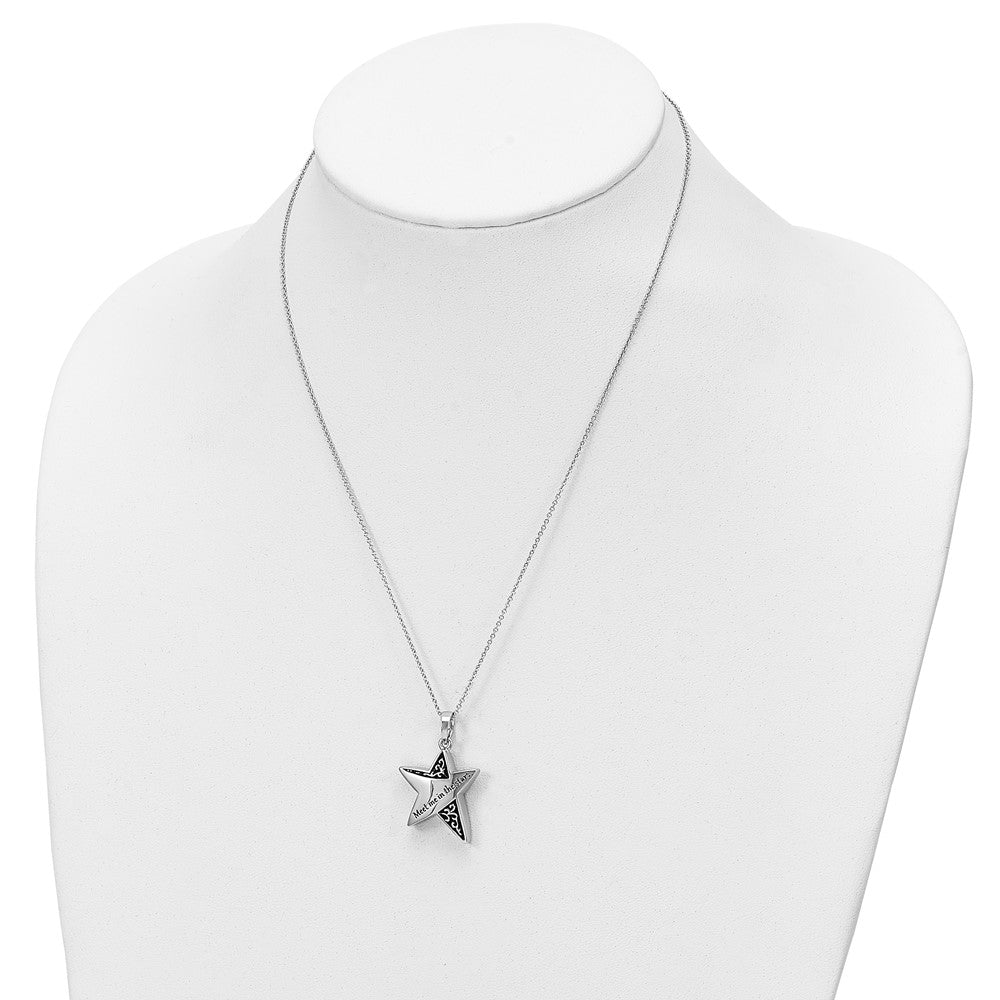SE Sterling Silver Rhodium-plated Antiqued Meet Me In The Stars 18 Inch Ash Holder Necklace