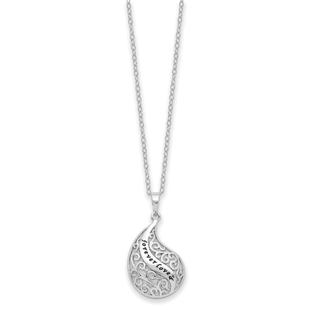 SE Sterling Silver Rhodium-plated Antiqued Forever Loved Ash Holder 18 Inch Necklace