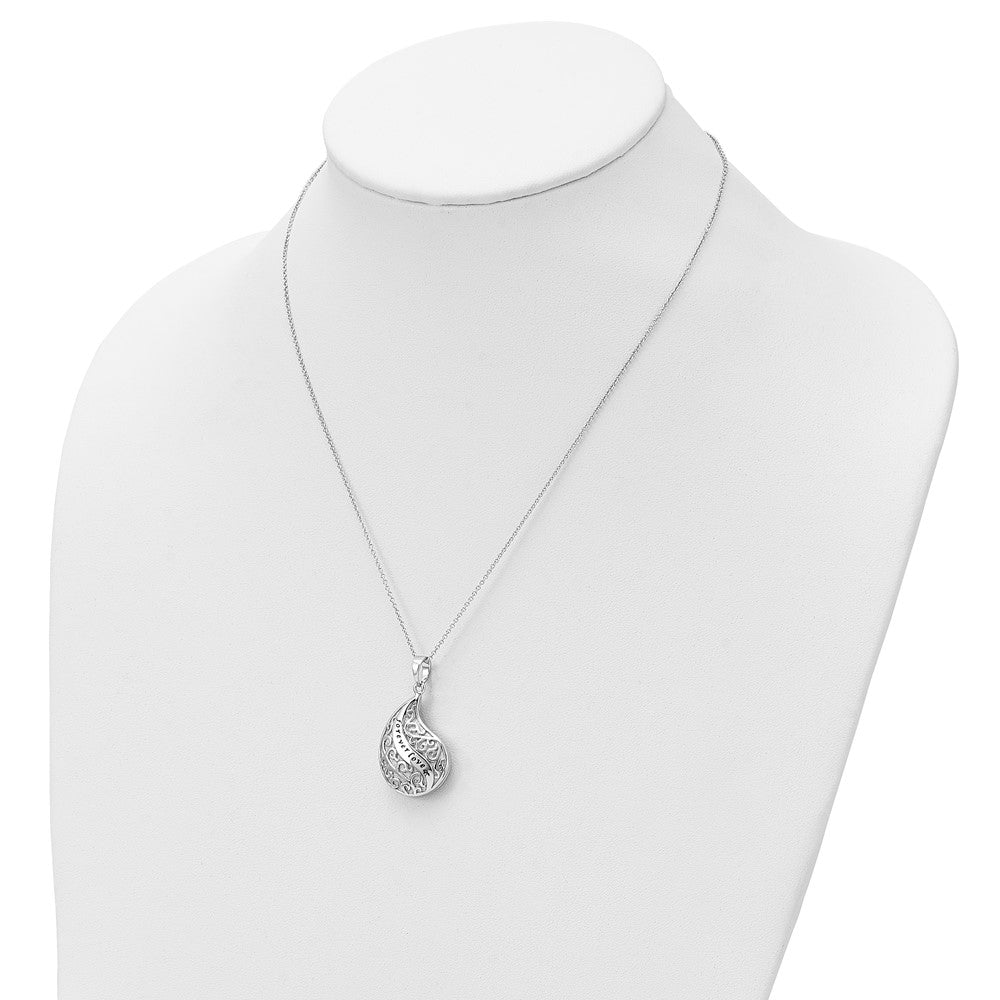 SE Sterling Silver Rhodium-plated Antiqued Forever Loved Ash Holder 18 Inch Necklace