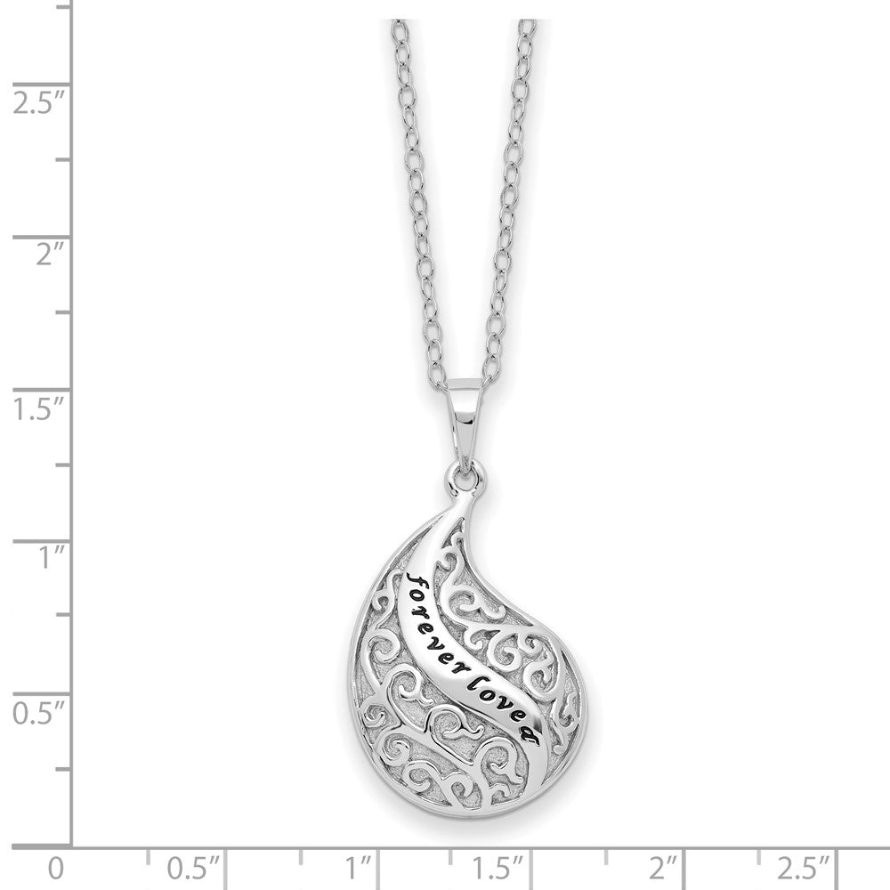 SE Sterling Silver Rhodium-plated Antiqued Forever Loved Ash Holder 18 Inch Necklace