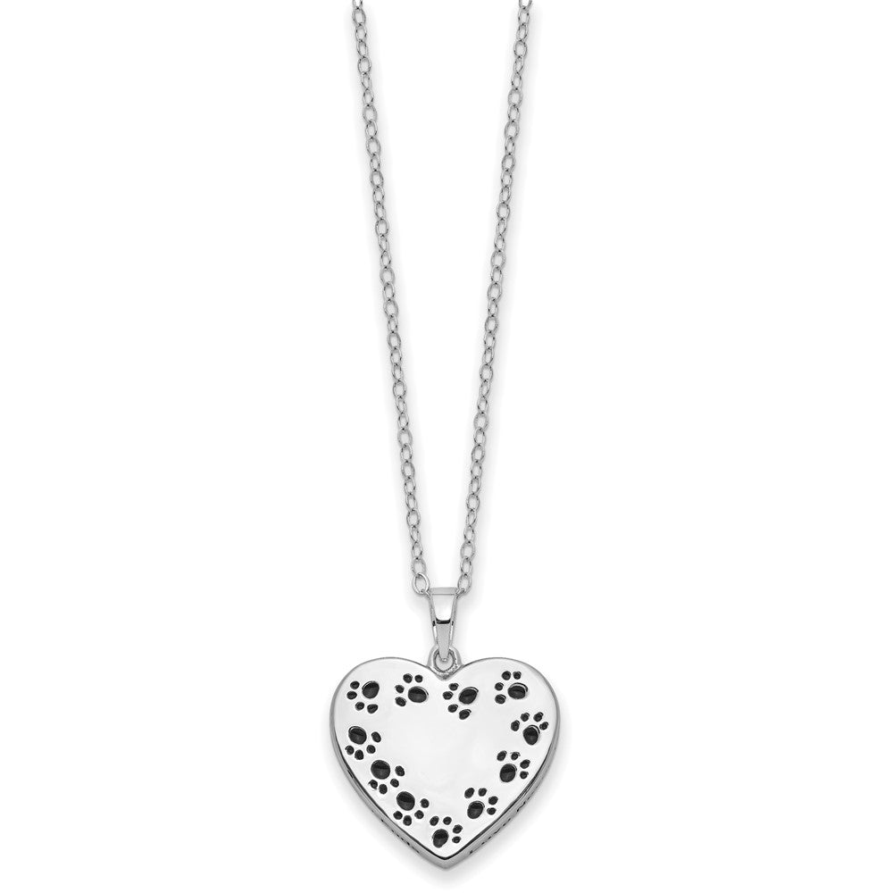 SE Sterling Silver Rhodium-plated Antiqued Love Never Ends Pet Ash Holder 18 Inch Necklace