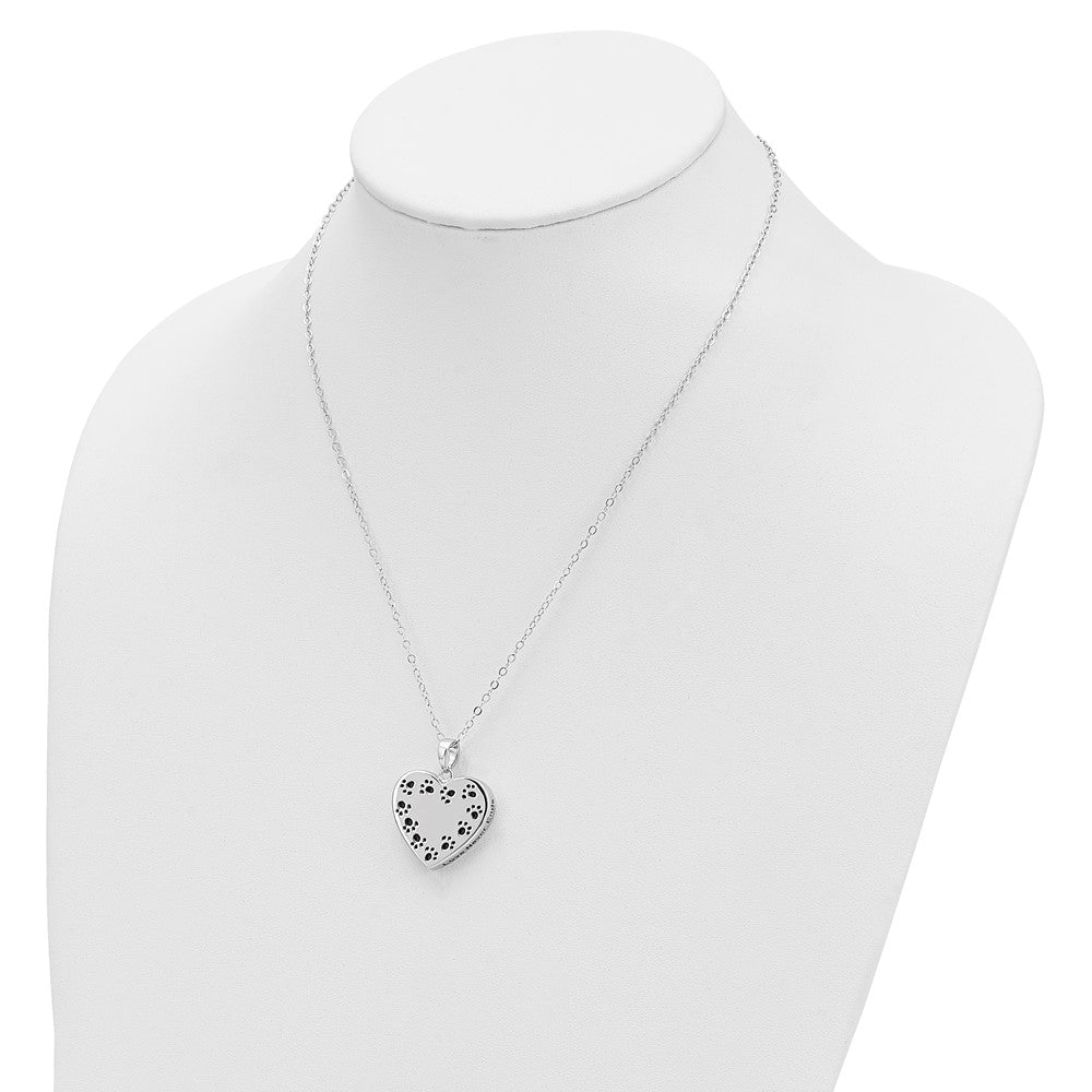 SE Sterling Silver Rhodium-plated Antiqued Love Never Ends Pet Ash Holder 18 Inch Necklace
