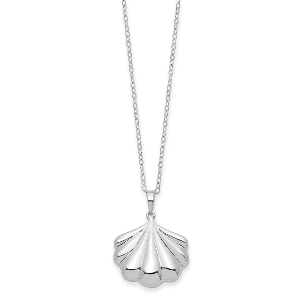 SE Sterling Silver Rhodium-plated Shell Ash Holder 18 Inch Necklace