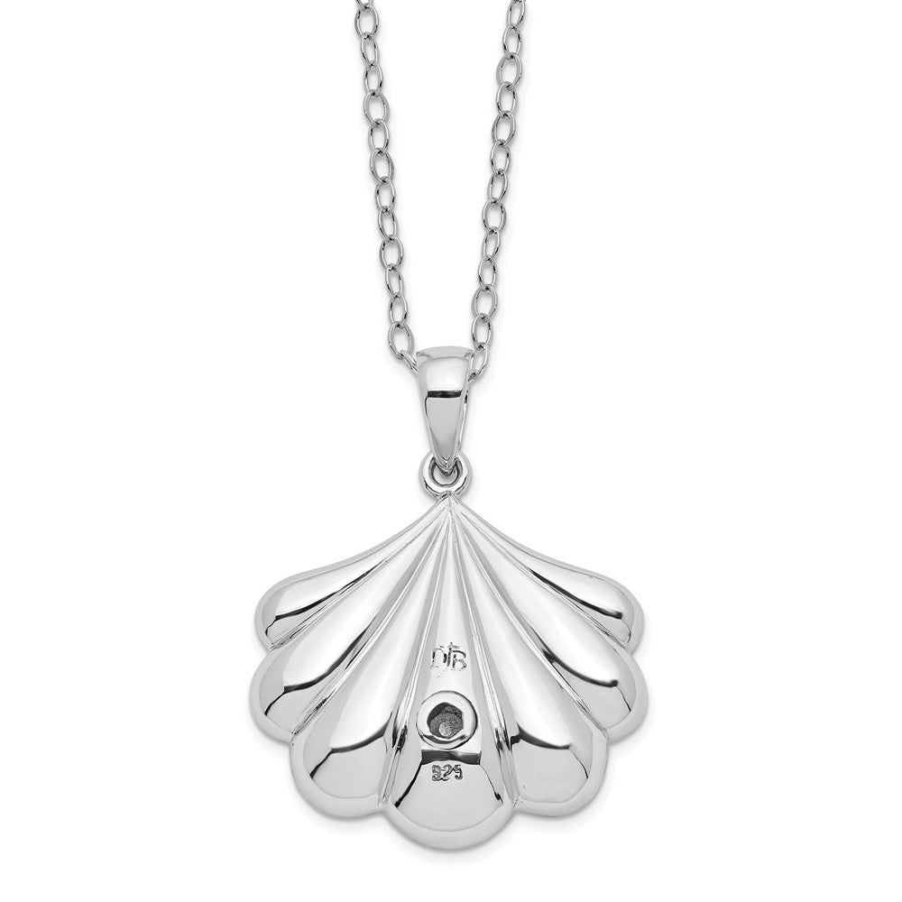 SE Sterling Silver Rhodium-plated Shell Ash Holder 18 Inch Necklace