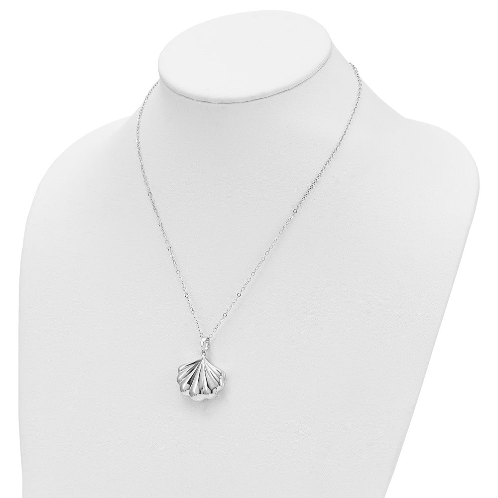 SE Sterling Silver Rhodium-plated Shell Ash Holder 18 Inch Necklace