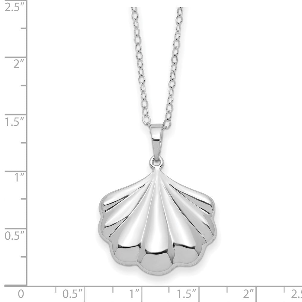 SE Sterling Silver Rhodium-plated Shell Ash Holder 18 Inch Necklace