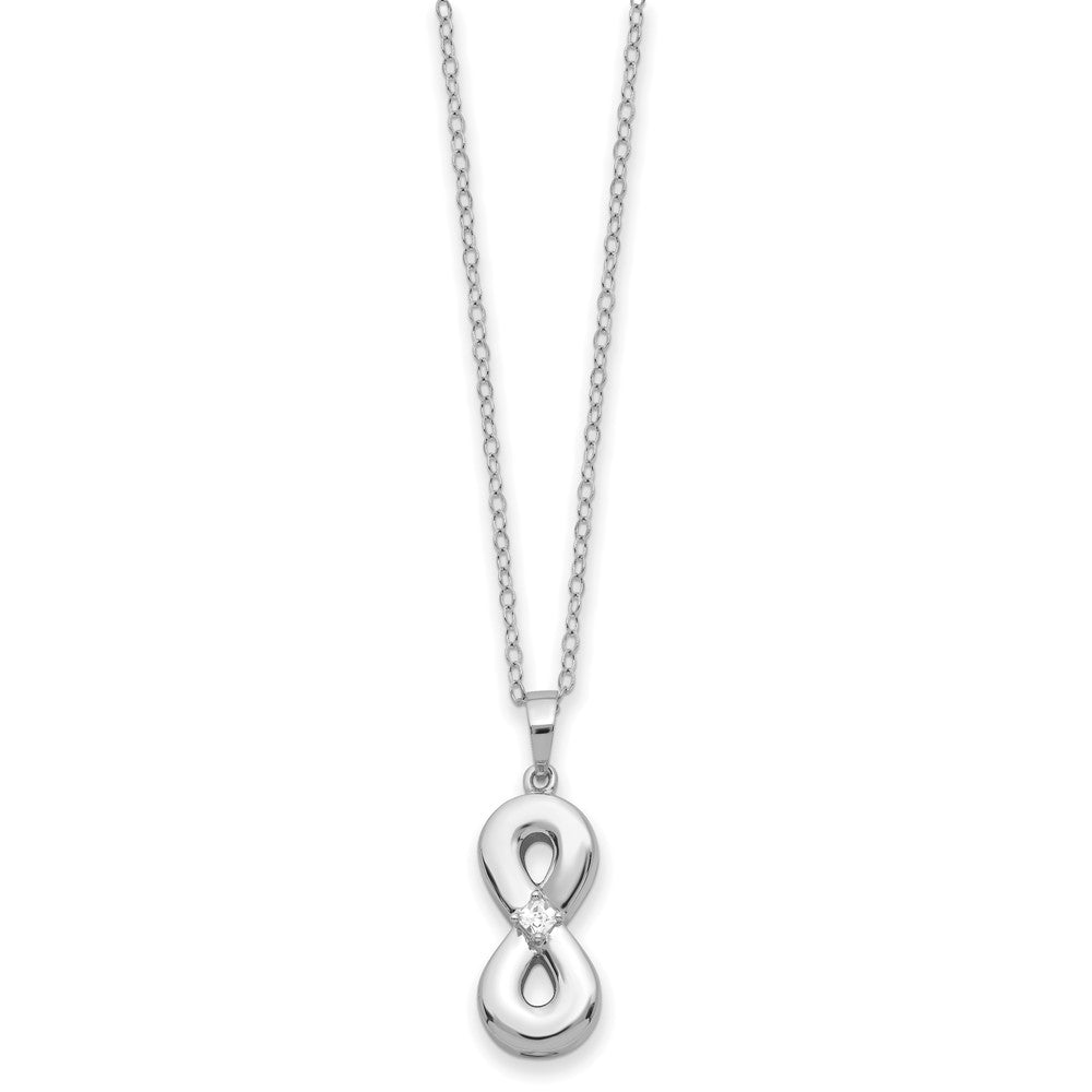 SE Sterling Silver Rhodium-plated CZ Infinity Ash Holder 18 Inch Necklace