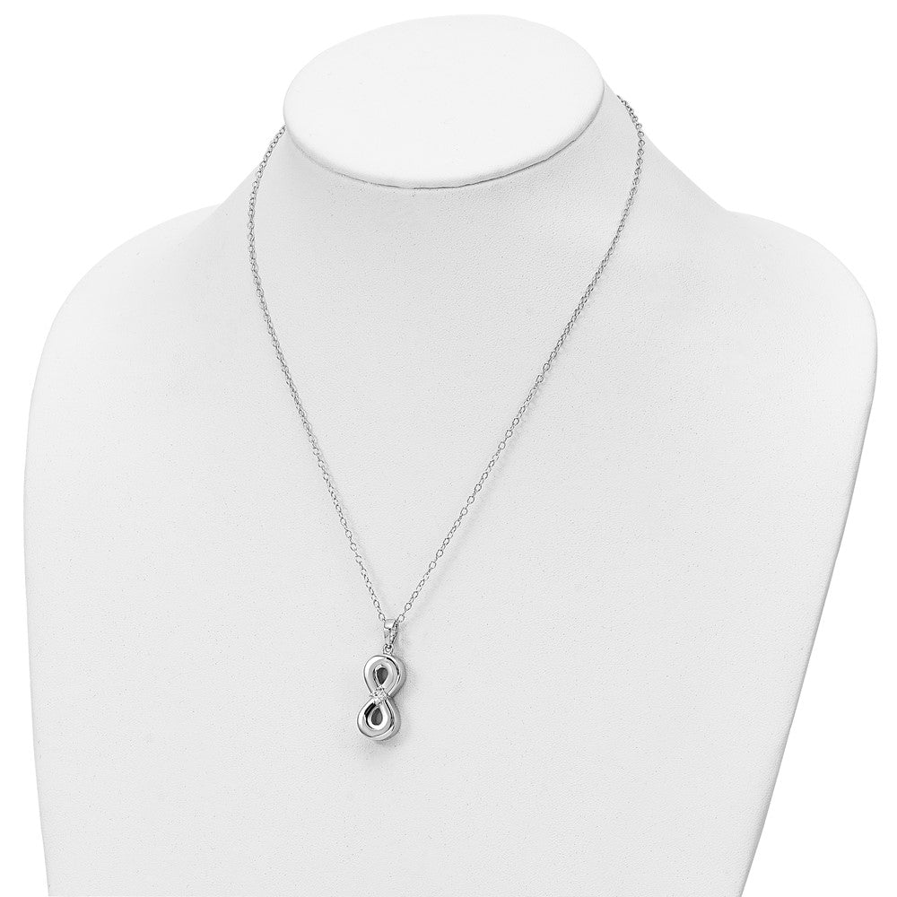 SE Sterling Silver Rhodium-plated CZ Infinity Ash Holder 18 Inch Necklace
