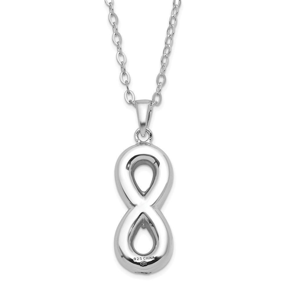 SE Sterling Silver Rhodium-plated CZ Infinity Ash Holder 18 Inch Necklace