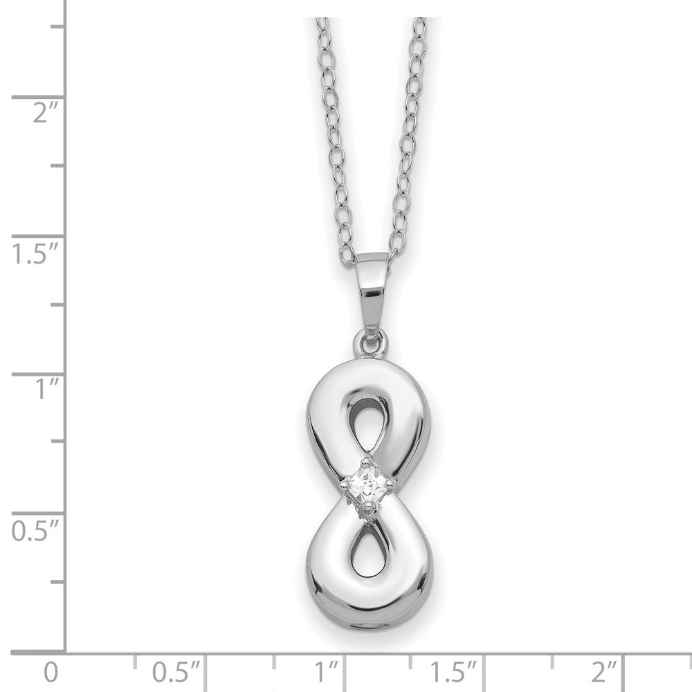 SE Sterling Silver Rhodium-plated CZ Infinity Ash Holder 18 Inch Necklace