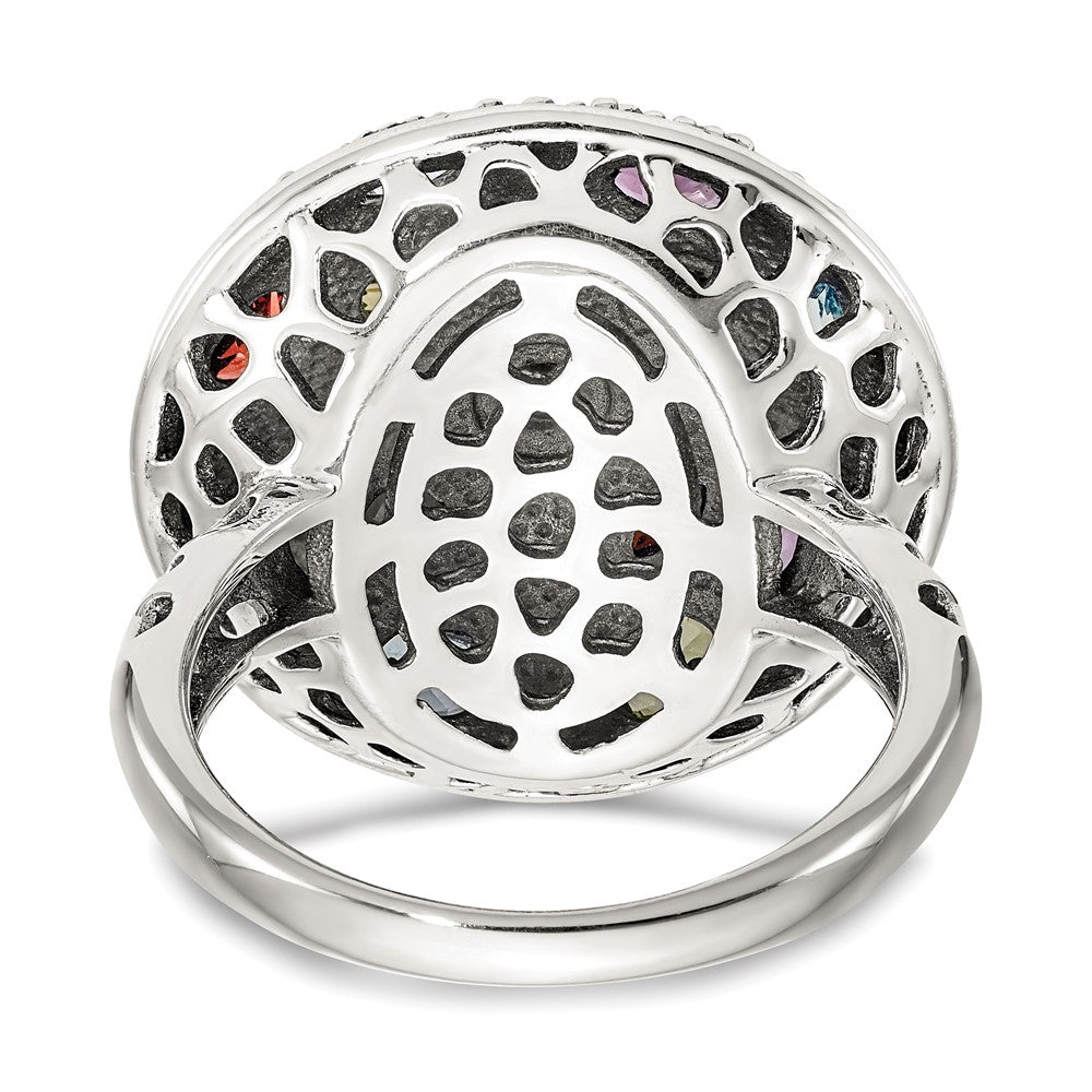 GSS Sterling Silver with 14K Accent Antiqued .43Amethyst/.19Citrine/.32Blue Topaz/.32Peridot/.35Garnet Ring