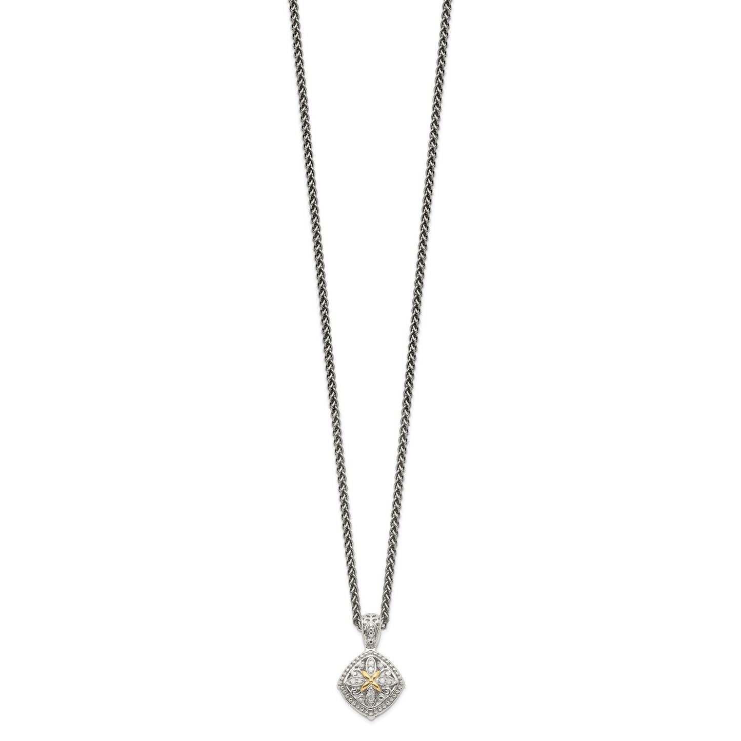 GSS Sterling Silver with 14K Accent 18 Inch Diamond Necklace