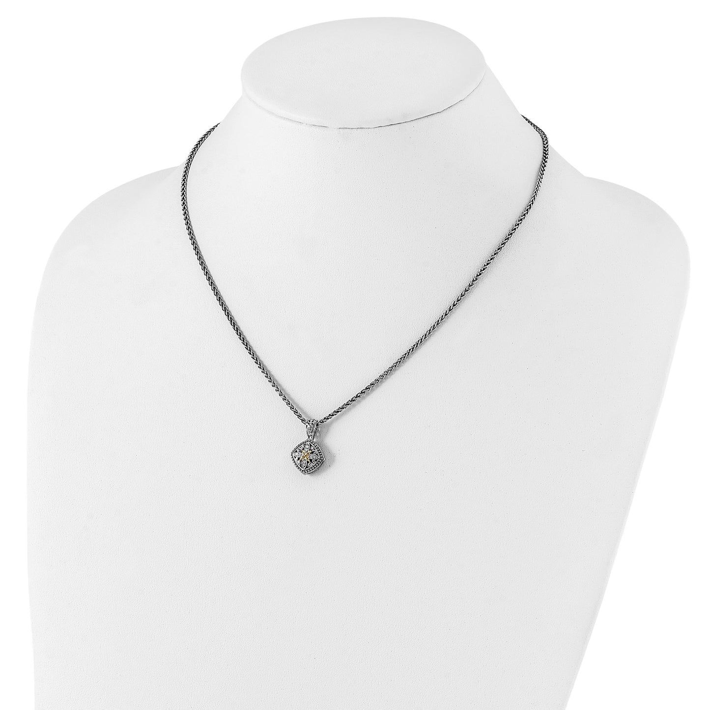 GSS Sterling Silver with 14K Accent 18 Inch Diamond Necklace