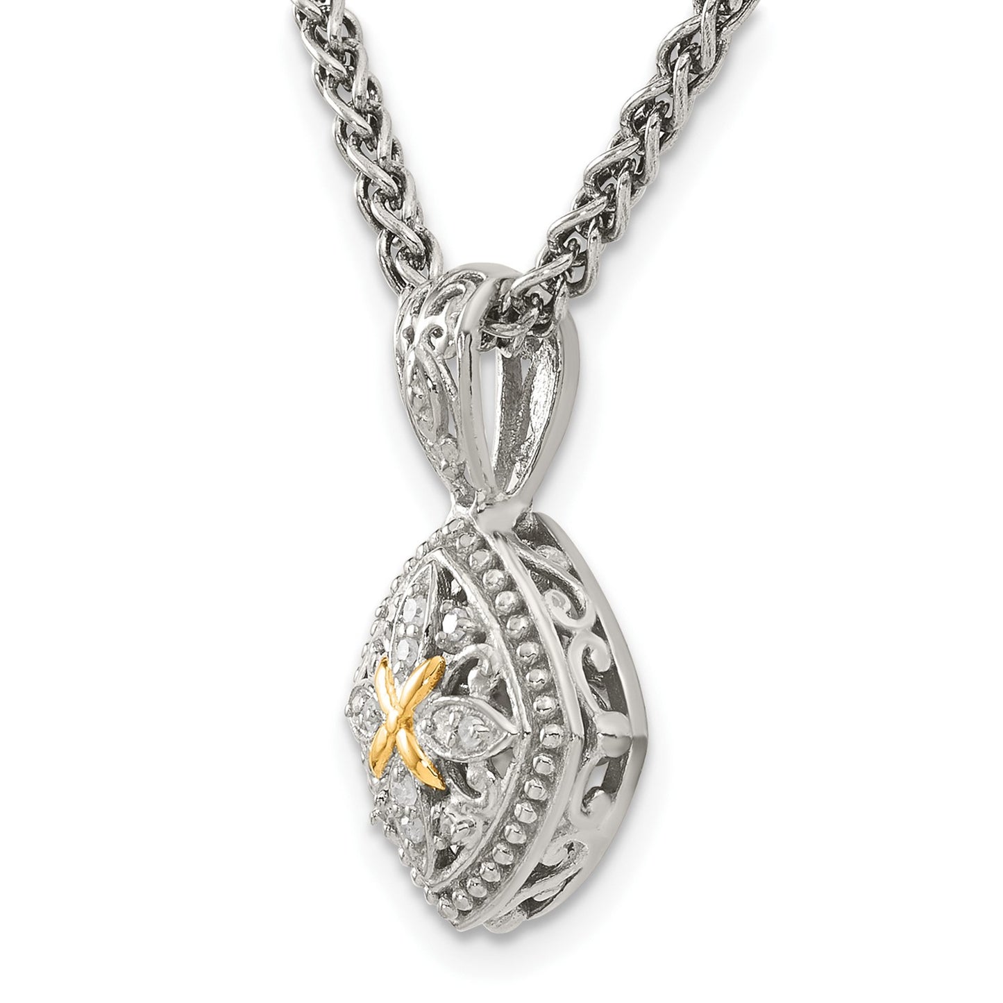 GSS Sterling Silver with 14K Accent 18 Inch Diamond Necklace