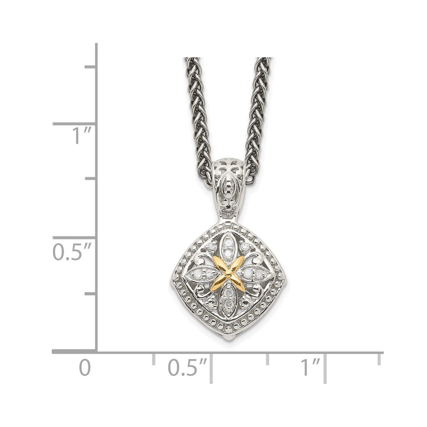 GSS Sterling Silver with 14K Accent 18 Inch Diamond Necklace