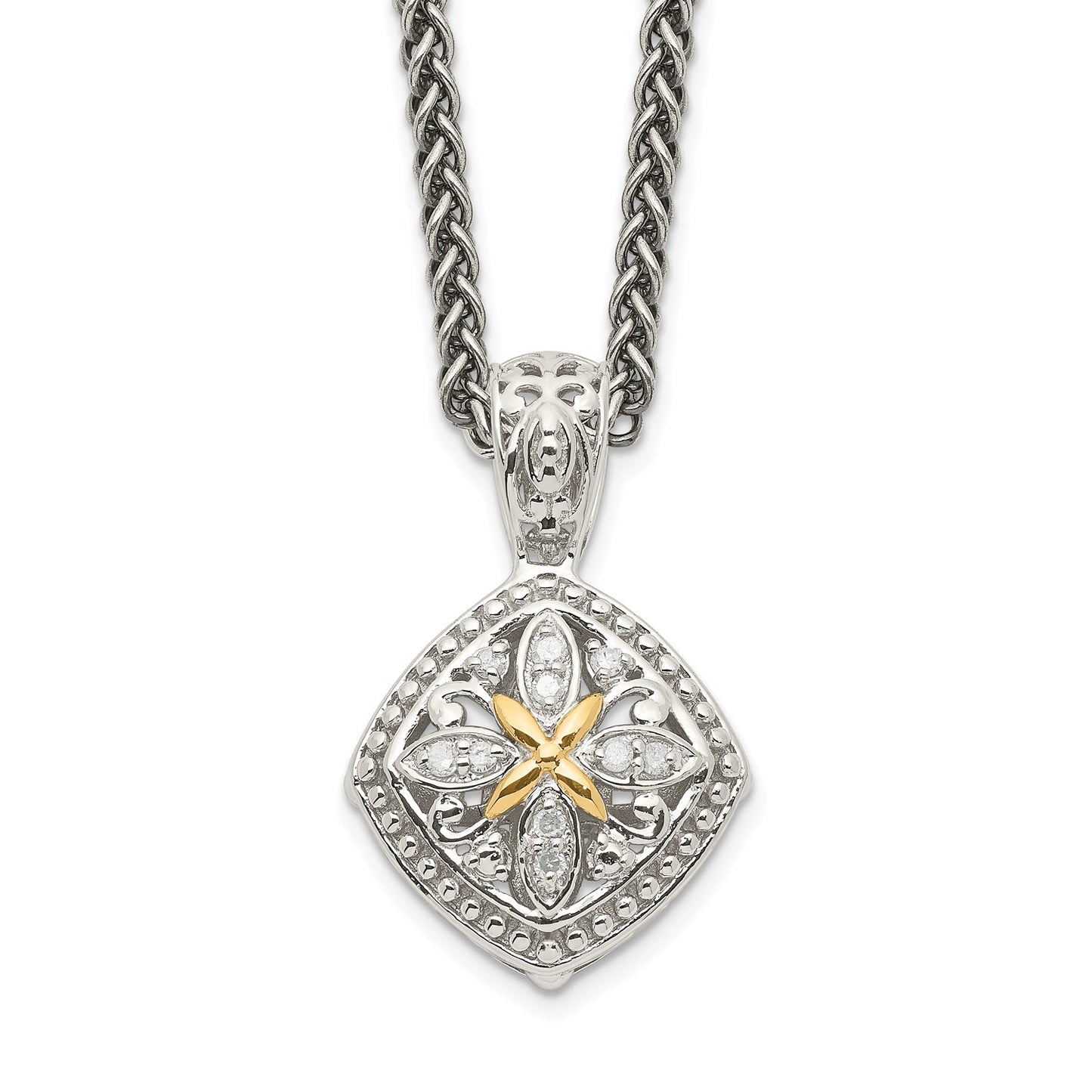 GSS Sterling Silver with 14K Accent 18 Inch Diamond Necklace
