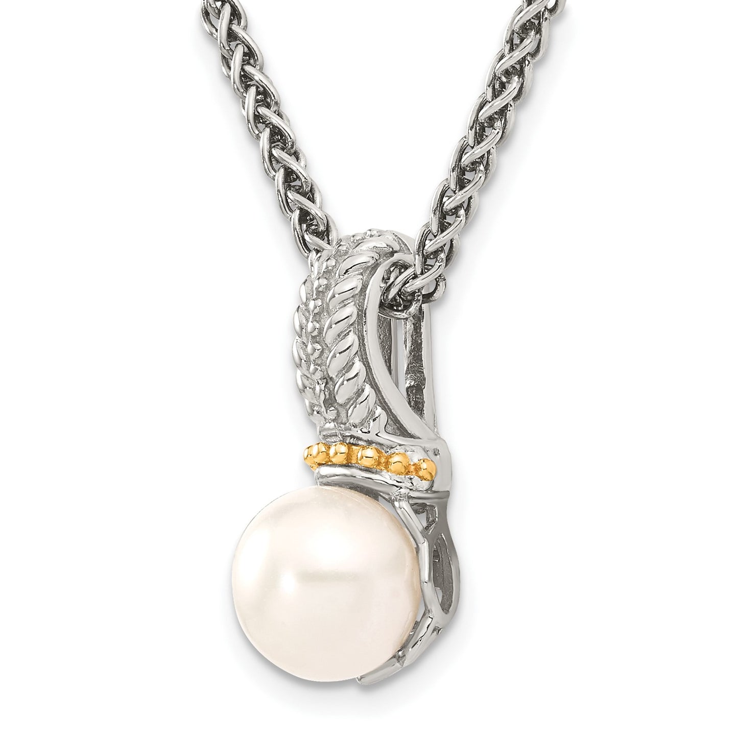 GSS hodium-plated with 14K Accent 18 Inch 8-9mm Freshwater Cultured Pearl Necklace