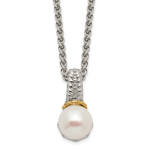 PSS hodium-plated with 14K Accent 18 Inch 8-9mm Freshwater Cultured Pearl Necklace