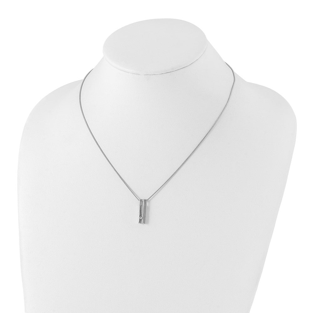 DSS Sterling Silver Rhodium-plated 18 Inch Diamond Necklace with 2 Inch Extender
