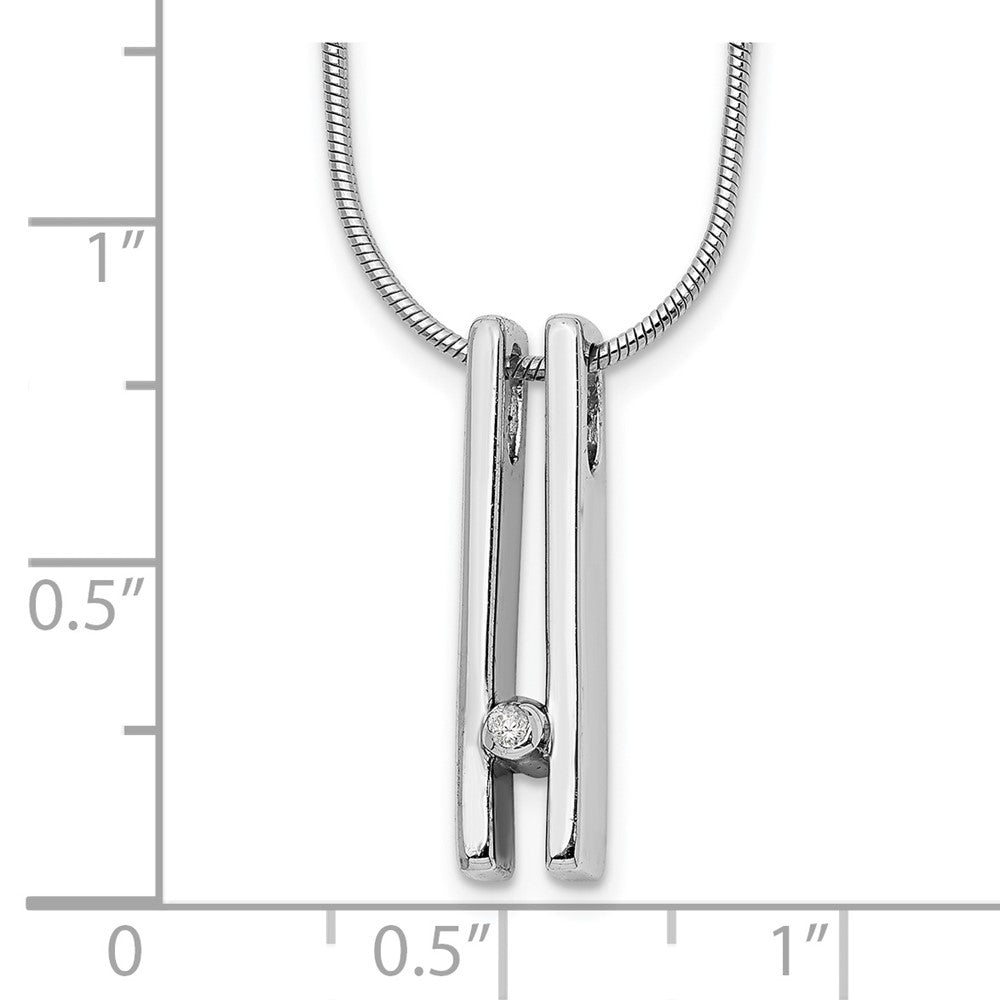 DSS Sterling Silver Rhodium-plated 18 Inch Diamond Necklace with 2 Inch Extender